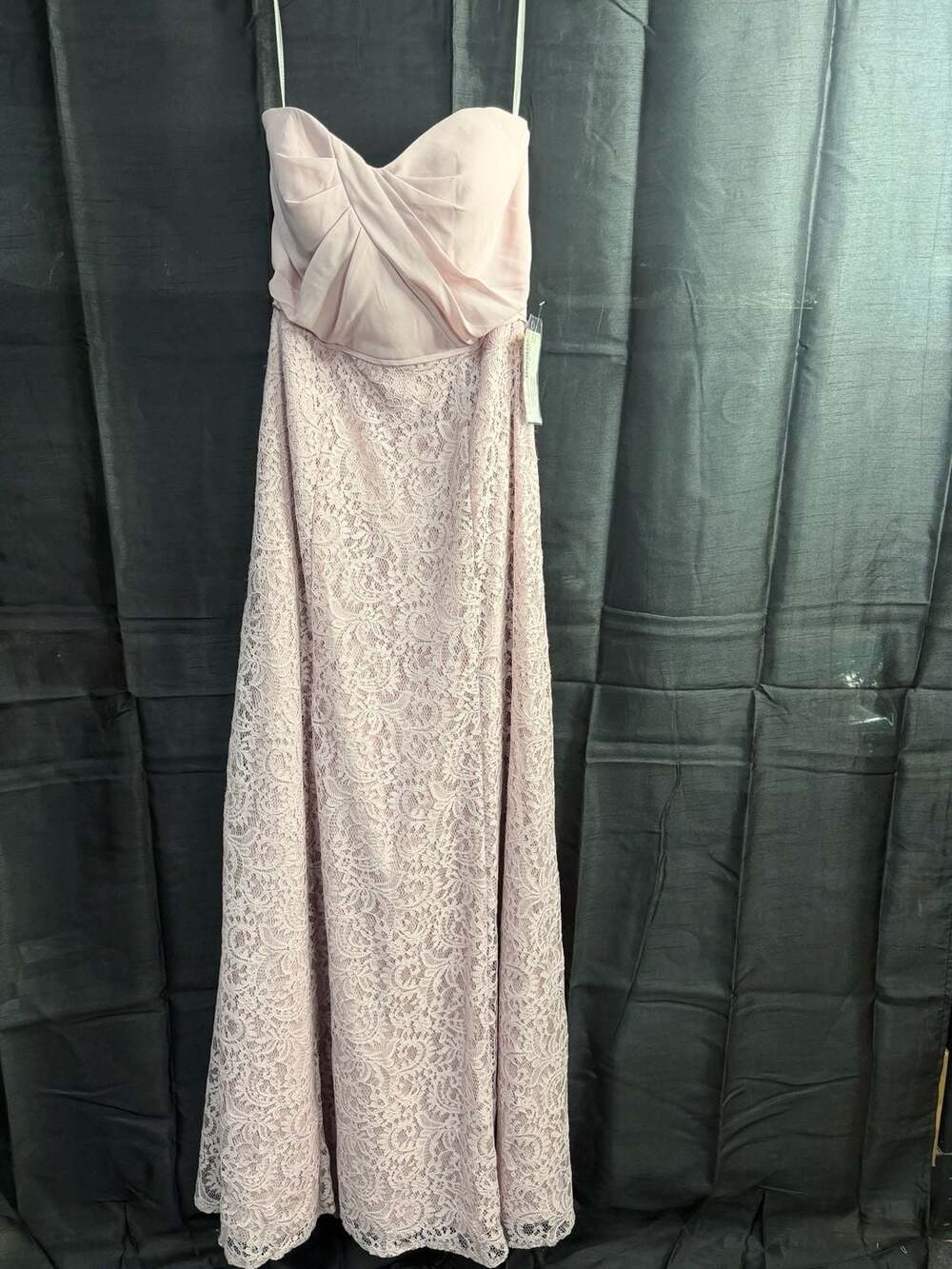 Dessy Collection Bridesmaid Dress Marquis Lace Matt Chiffon Sweetheart Size 8